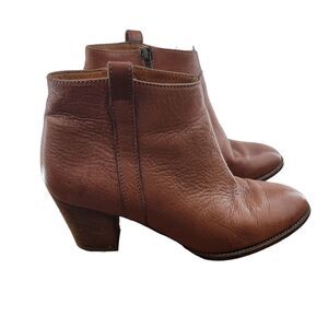 Madewell "The Billie" Leather Ankle Boots Size 6.5 Cognac Brown 2.5" Heel